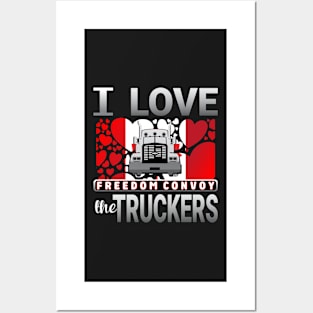 FREEDOM CONVOY CANADA TRUCKERS FOR FREEDOM WE LOVE YOU TRUCKERS GRAY LETTERS Posters and Art